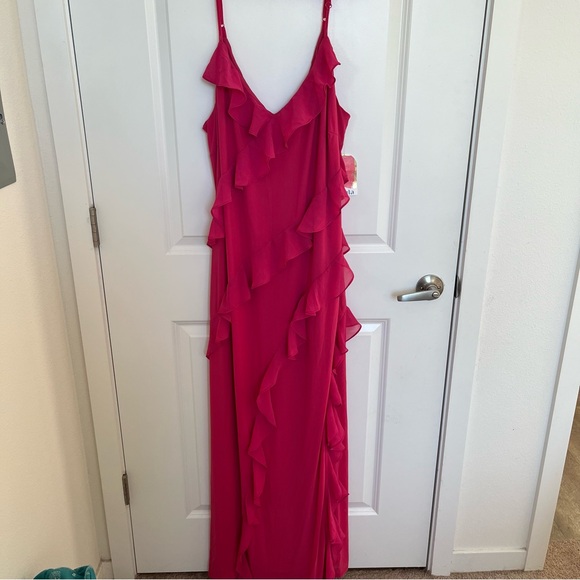 NEW Arula Pink Ruffle Maxi Dress Plus Size B / 2X NWT - Picture 4 of 9